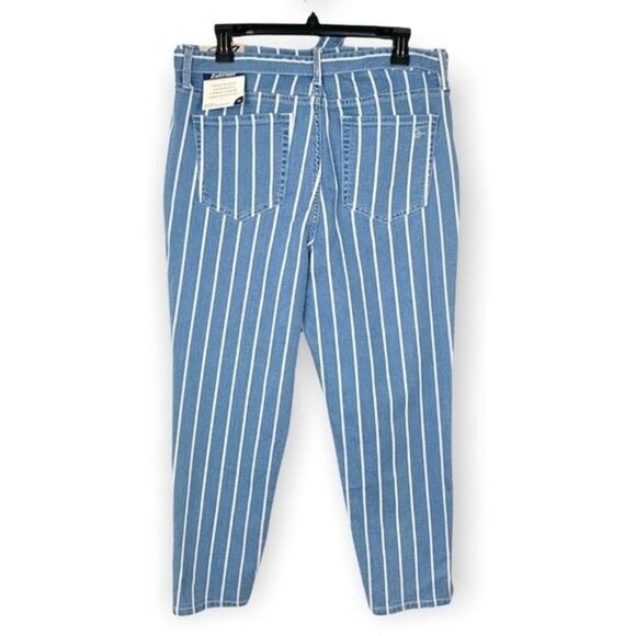 Seven7 Mid Rise Hollywood Skinny Cropped Pin-Striped Tie Waist Jeans NWT - Picture 2 of 7